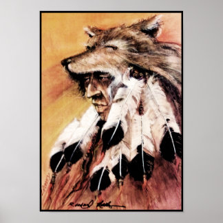 Póster Wolf Headdress Canvas Print