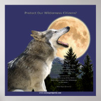 WOLF HOWL & MOON Art Poster