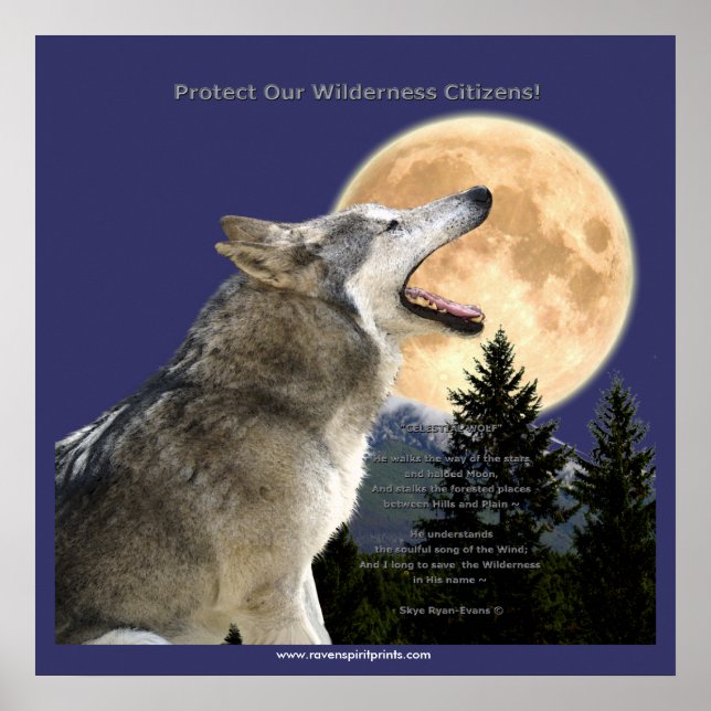 Póster WOLF HOWL & MOON Art Poster (Frente)