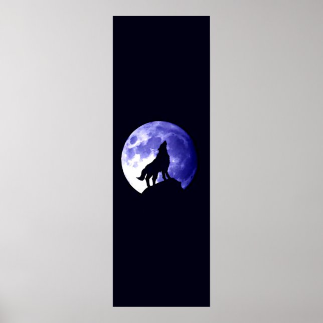 Póster Wolf Howling en la Luna Poster Panorámico - Wolf P (Frente)