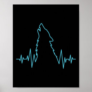 Póster Wolf Howling Pulse Heartbeat Wolves Costume Animal