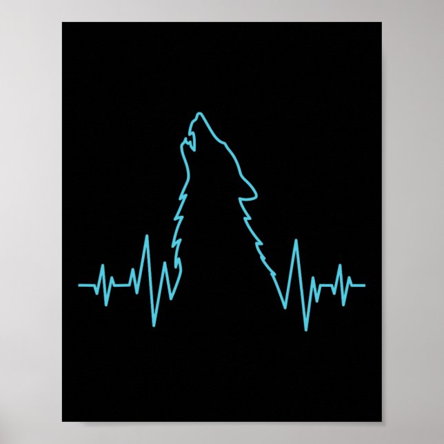 Póster Wolf Howling Pulse Heartbeat Wolves Costume Animal (Frente)
