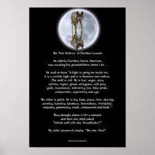 Póster Wolf & Moon DOS WOLVES CHEROKEE TALE Art Poster