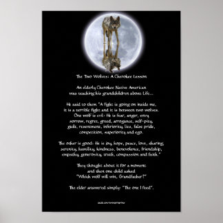 Póster Wolf & Moon DOS WOLVES CHEROKEE TALE Art Poster