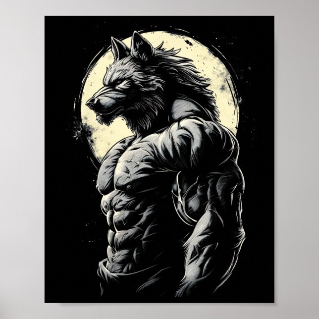 Póster Wolf Musculares Bodybuilding Werewolf (Frente)
