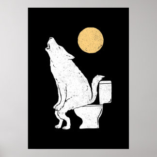 Póster Wolf on bathroom c