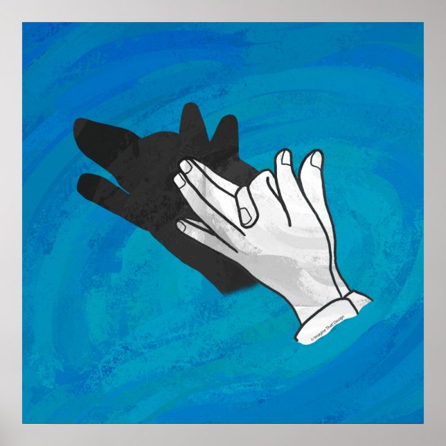 Póster Wolf Shadow sobre el azul (Frente)