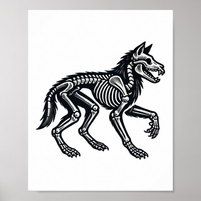 Póster Wolf Skeleton Halloween (Frente)
