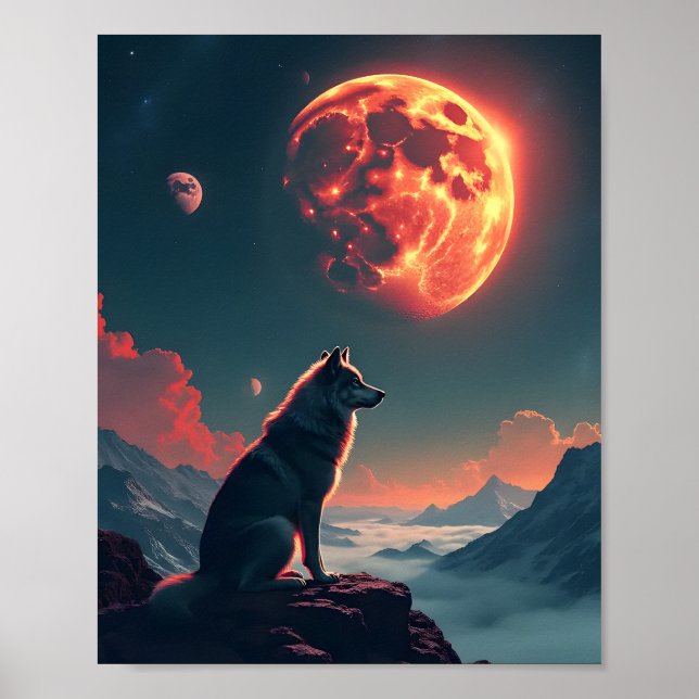 Póster Wolf Under Blood Moon (Frente)