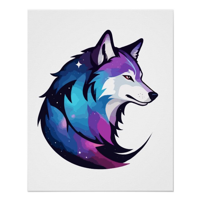 Póster Wolf Vector Arte Animal Moderno Ciudad Urbana Gráf (Anverso)