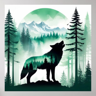Póster Wolf Wildlife Animal Nature Environment Forest Art