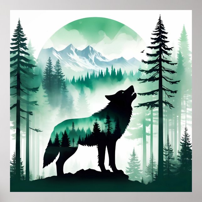 Póster Wolf Wildlife Animal Nature Environment Forest Art (Frente)