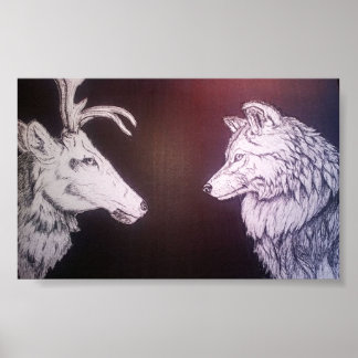 Póster Wolf y Elk