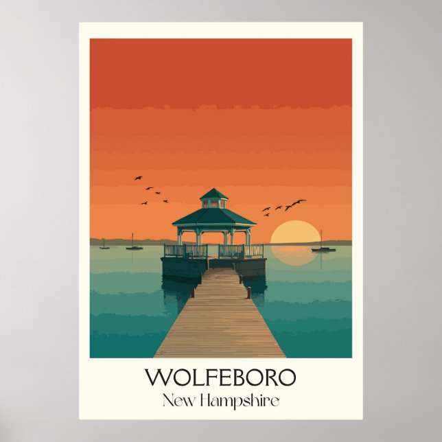 Póster Wolfeboro New Hampshire Lake Sunset (Frente)