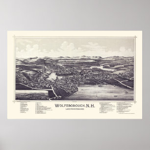 Póster Wolfeborough, mapa panorámico del NH (Wolfeboro) -