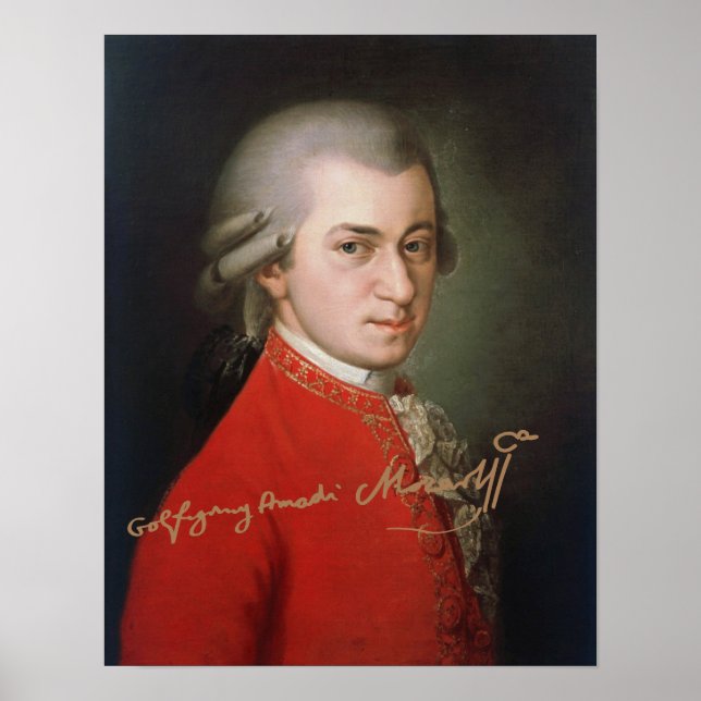 Póster Wolfgang Amadeus Mozart 1819 con firma (Frente)