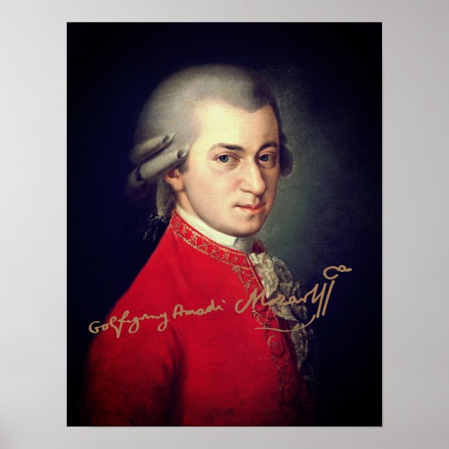 Póster Wolfgang Amadeus Mozart 1819 con firma (Frente)