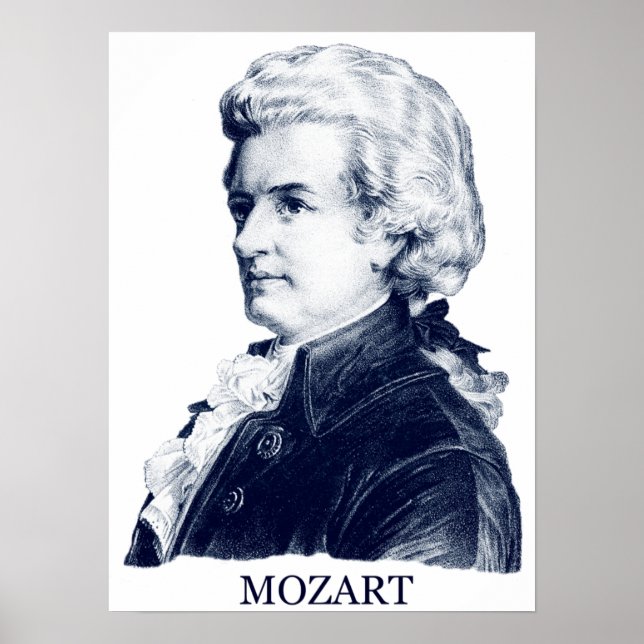 Póster Wolfgang Amadeus Mozart, azul (Frente)