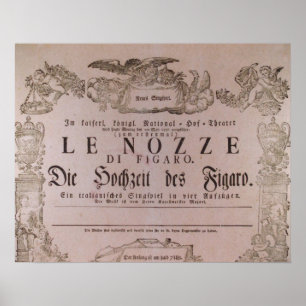 Póster Wolfgang Amadeus Mozart Oper Le nozze di Figaro