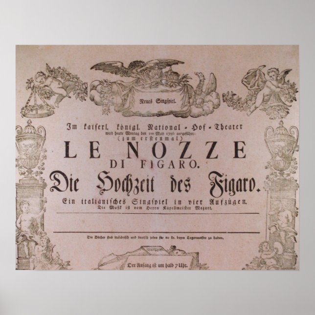Póster Wolfgang Amadeus Mozart Oper Le nozze di Figaro (Frente)