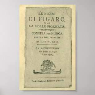 Póster Wolfgang Amadeus Mozart Oper Le nozze di Figaro