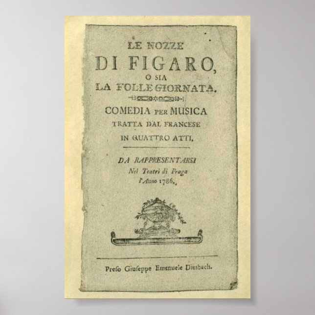 Póster Wolfgang Amadeus Mozart Oper Le nozze di Figaro (Frente)