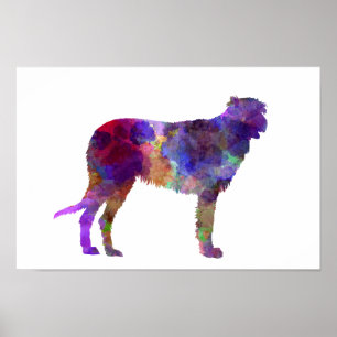 Póster Wolfhound irlandés en acuarela