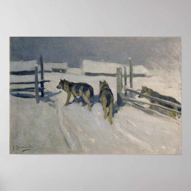 Póster Wolfs, noche de invierno, c.1910 (Frente)