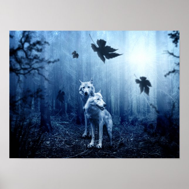 Póster Wolves in the Forest at Dawn (Frente)