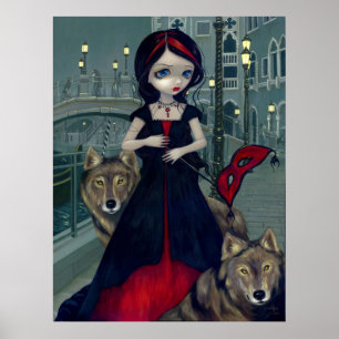 Póster Wolves of Venice gothic wolf Art Print