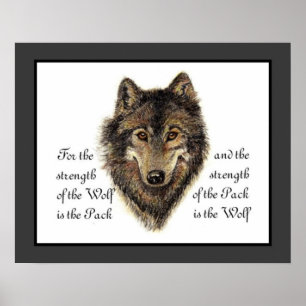 Póster Wolves, Watercolor Wolf & Pack Quote, Nature