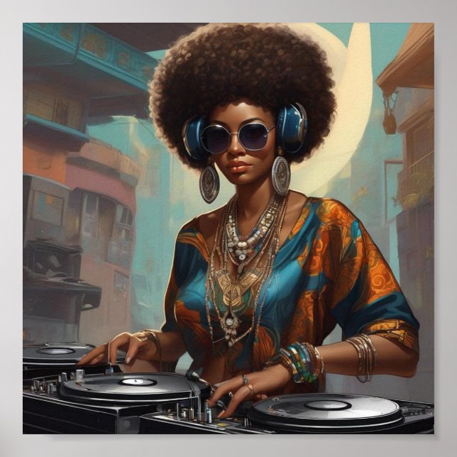Póster woman afro dj (Frente)