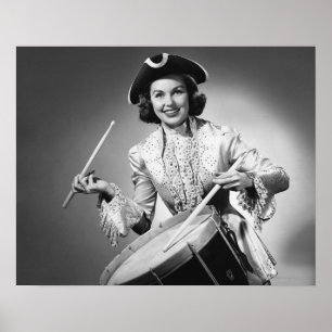 Póster Woman dressed as drummer from American