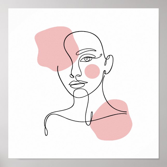 Póster Woman Face Line Art (Frente)