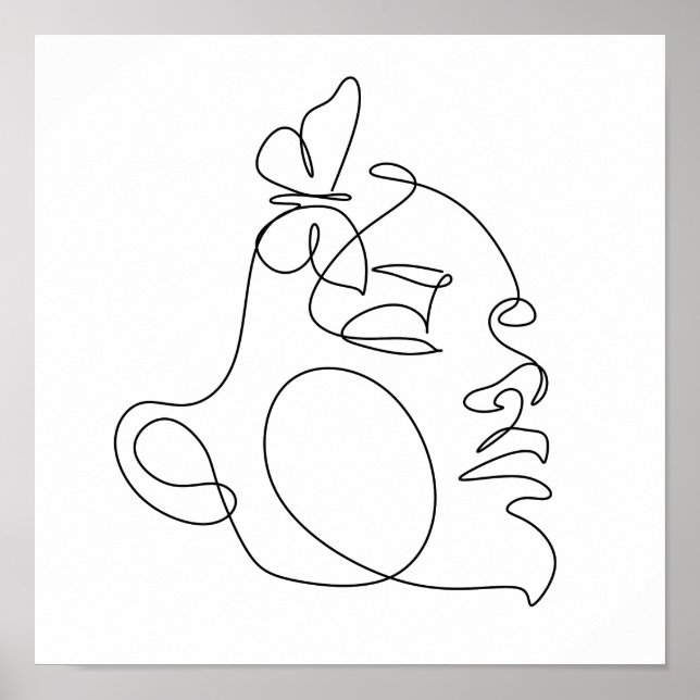 Póster Woman Face Line Art (Frente)