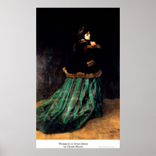Póster Woman In A Green Dress by Claude Monet