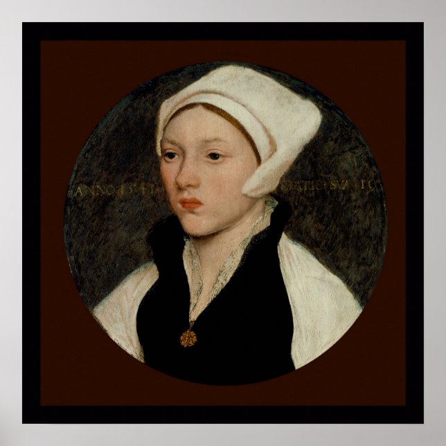 Póster Woman in a White Coif by Holbein Canvas Print (Frente)