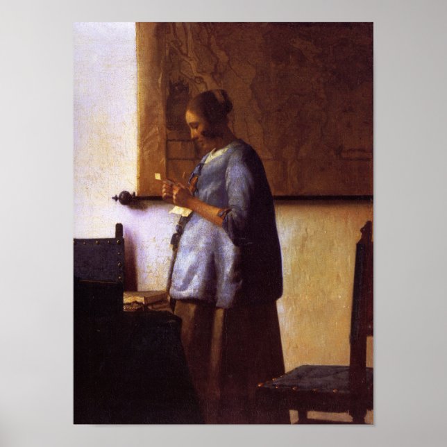 Póster Woman in Blue Reading a Letter (Frente)