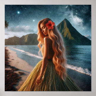 Póster Woman in Grass Skirt