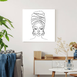 Póster Woman in headwrap, line drawing
