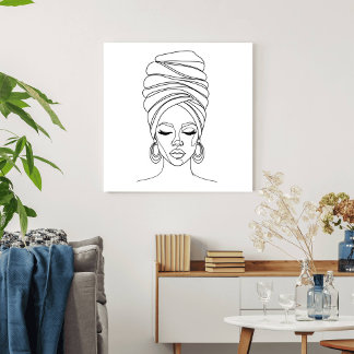 Póster Woman in headwrap, line drawing