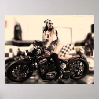Póster Woman On A Motorcycle Poster