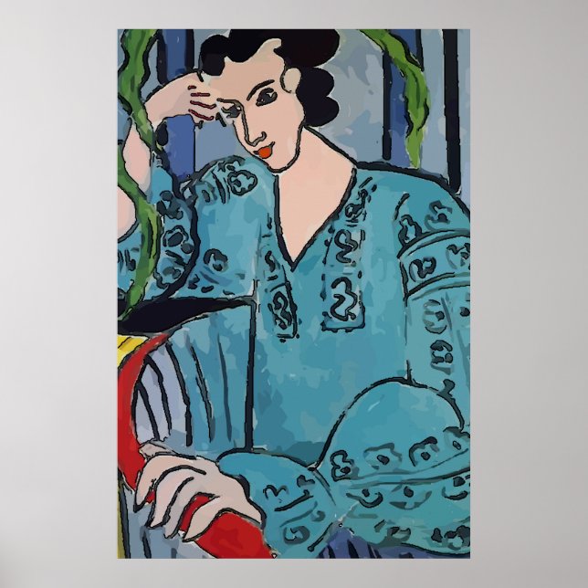 Póster Woman on Cell Phone Abstract, Matisse Style (Frente)