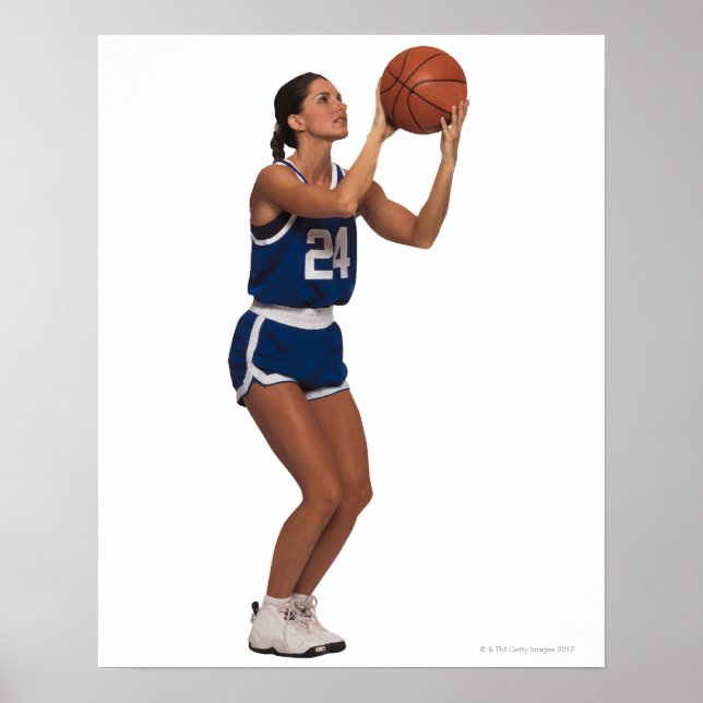 Póster Woman player shooting basketball (Frente)