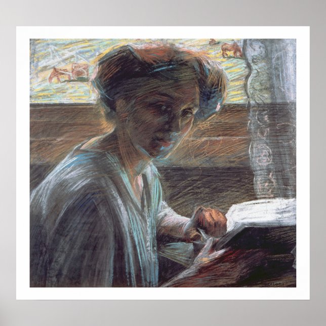 Póster Woman Reading, 1909 (aceite sobre lienzo) (Frente)
