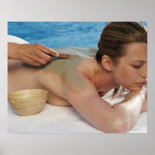 Póster Woman receiving spa treatment, side view, close