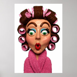Póster Woman Wearing Curlers