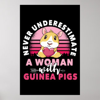 Póster Woman with Guinea Pig Cavy Roddent