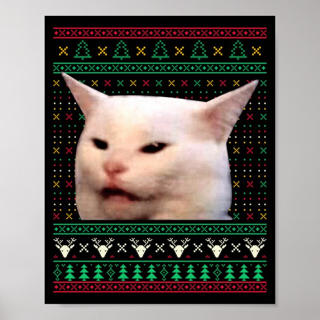 Póster Woman Yelling At A Cat Ugly X-mas Sweaters Funny M (Frente)