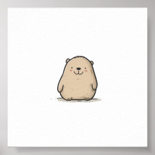 Póster Wombat Adorable Watercolor